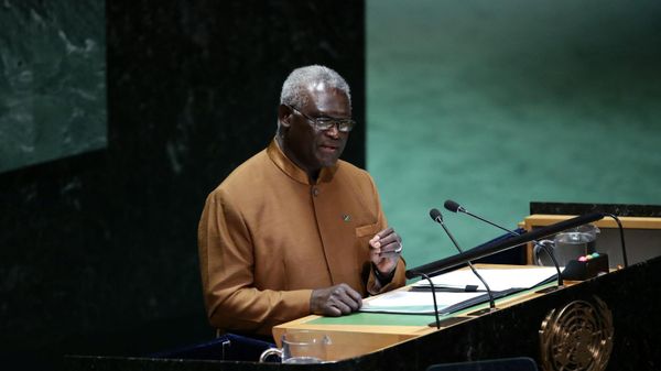 Solomon Islands Prime Minister Manasseh Sogavare addresses the 78th United Nations General Assembly at UN headquarters. - Sputnik International