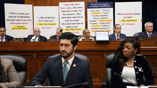 Ranking Member Rep. Jamie Raskin, D-Md., second right top, speaks on the Democratic side of the aisle, as the House Oversight Committee begins an impeachment inquiry into President Joe Biden, Thursday, Sept. 28, 2023, on Capitol Hill in Washington. Oversight Committee Chair James Comer, R-Ky., is seated top right. - Sputnik International