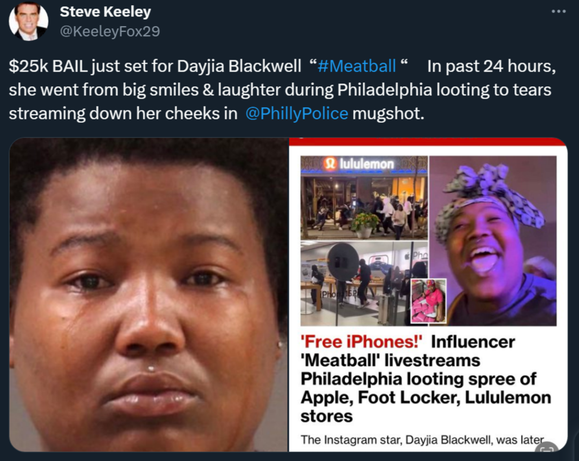 Philadelphia Police Department mugshot of TikTok influencer Dayjia Blackwell, AKA Meatball, during her arrest on September 27 2023 Philadelphia Police Department mugshot of TikTok influencer Dayjia Blackwell, AKA Meatball, during her arrest on September 27 2023 - Sputnik International, 1920, 29.09.2023