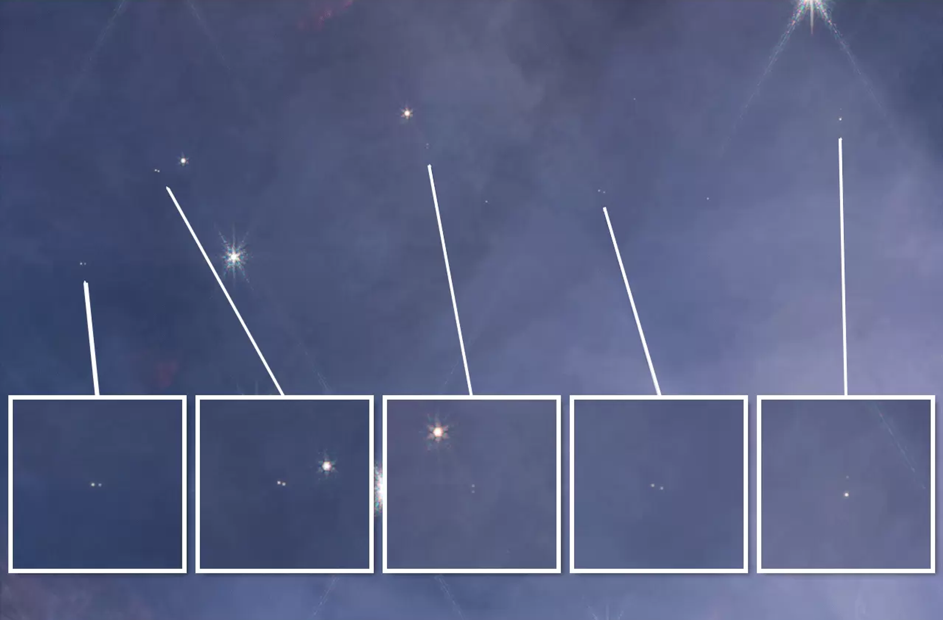 Five examples of pairs of Jupiter Mass Binary Objects (JuMBOs), suspected rogue planets, in the Orion nebula found using the James Webb Space Telescope (JWST). Several of the objects have mysteriously formed pairs, defying explanations. - Sputnik International, 1920, 02.10.2023