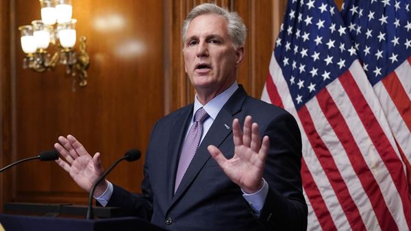 Rep. Kevin McCarthy, R-Calif., speaks to reporters hours after he was ousted as Speaker of the House, Tuesday, Oct. 3, 2023, at the Capitol in Washington. - Sputnik International