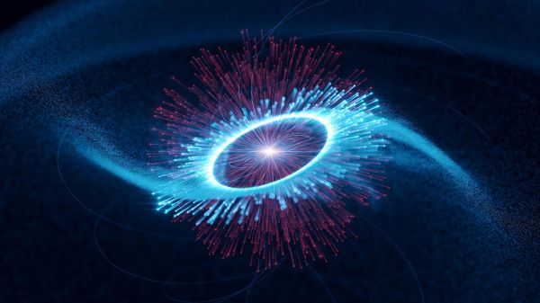 An illustration of the Vela pulsar with particles accelerated and launched out at near light speed by its magnetic field. - Sputnik International