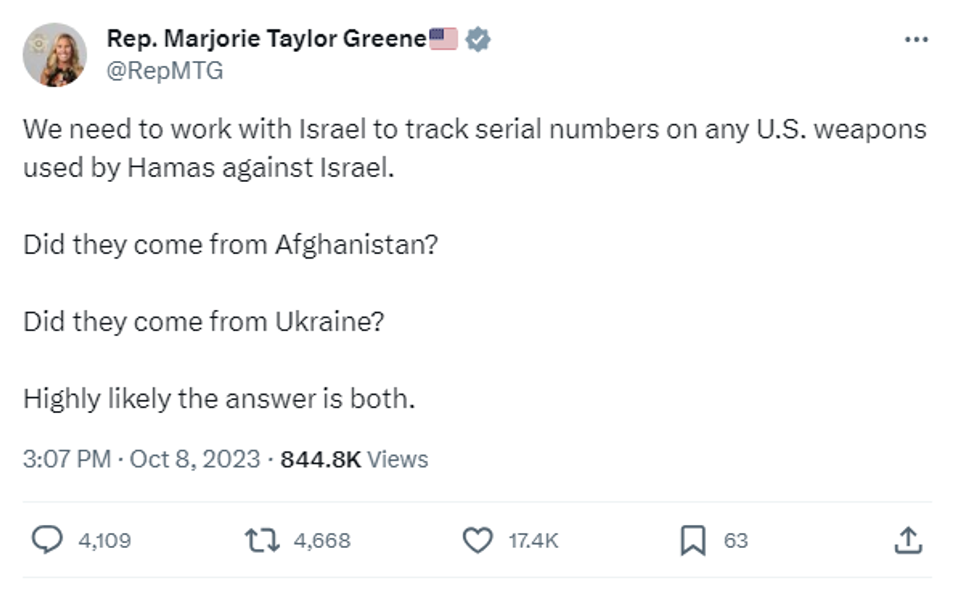 An X (social media network formerly known as Twitter) post screenshot - Sputnik International, 1920, 08.10.2023