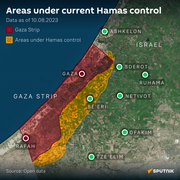 Israeli-Hamas Conflict: area controlled by Hamas as of October 8, 2023 - Sputnik International