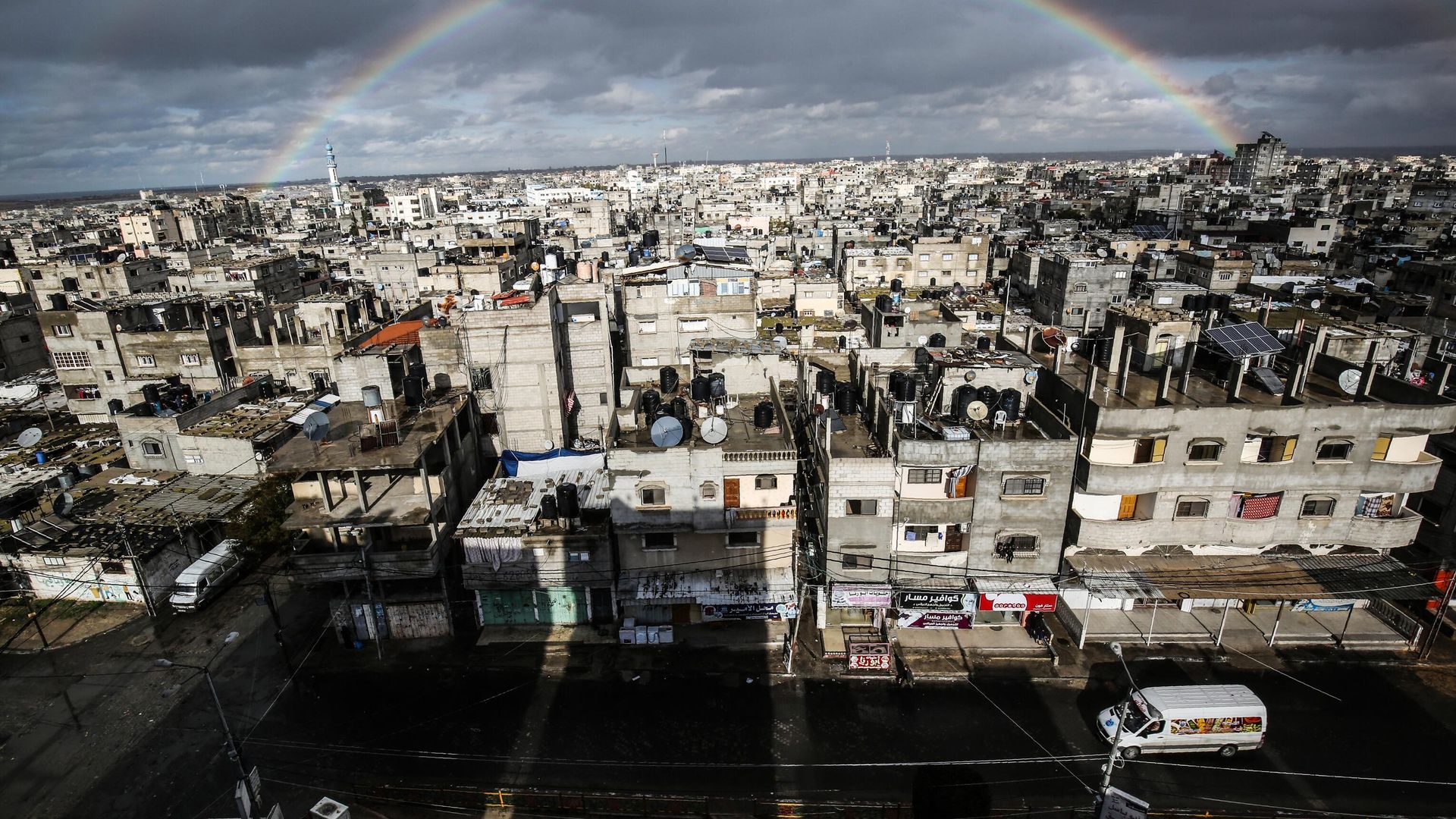 This picture taken on February 10, 2020 shows a rainbow in the sky above Rafah on a rainy day at sunset in the southern Gaza Strip.  - Sputnik International, 1920, 16.10.2023
