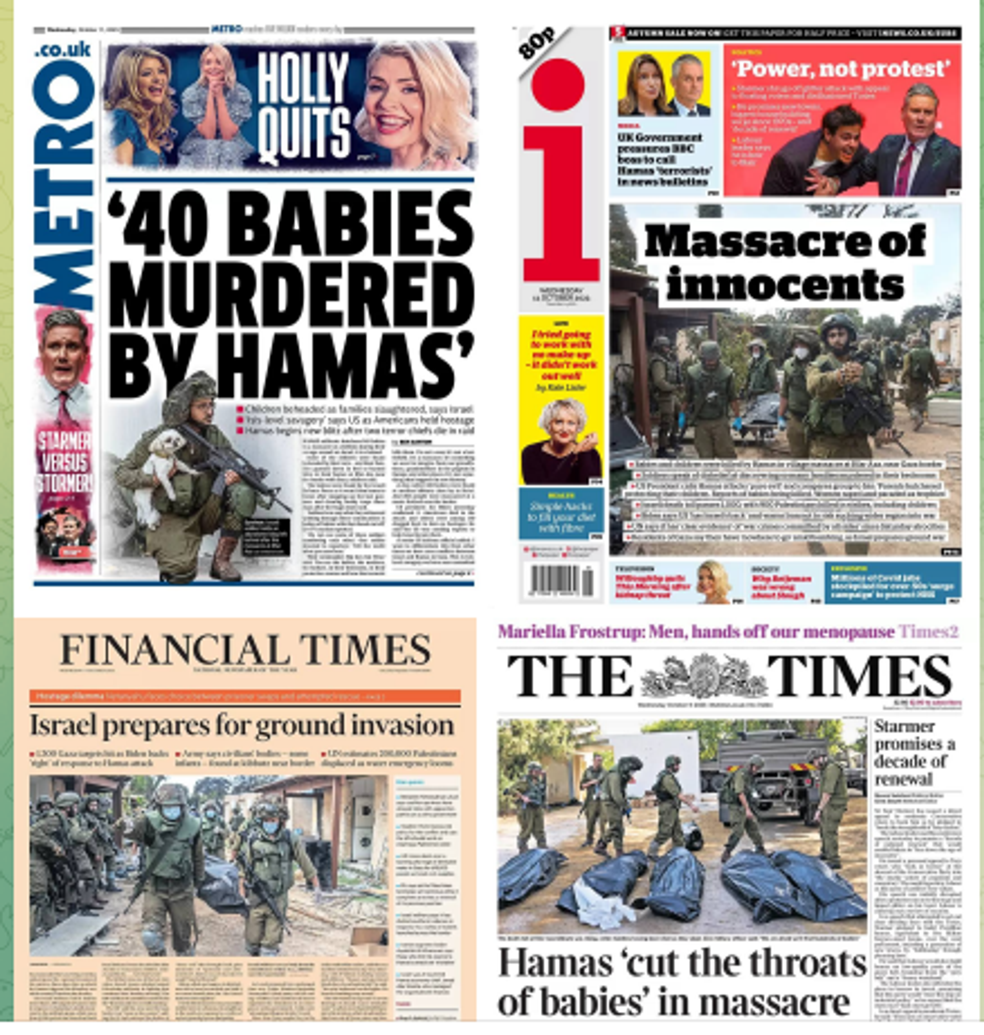 Social media screenshot featuring front pages of Western media outlets. - Sputnik International, 1920, 11.10.2023
