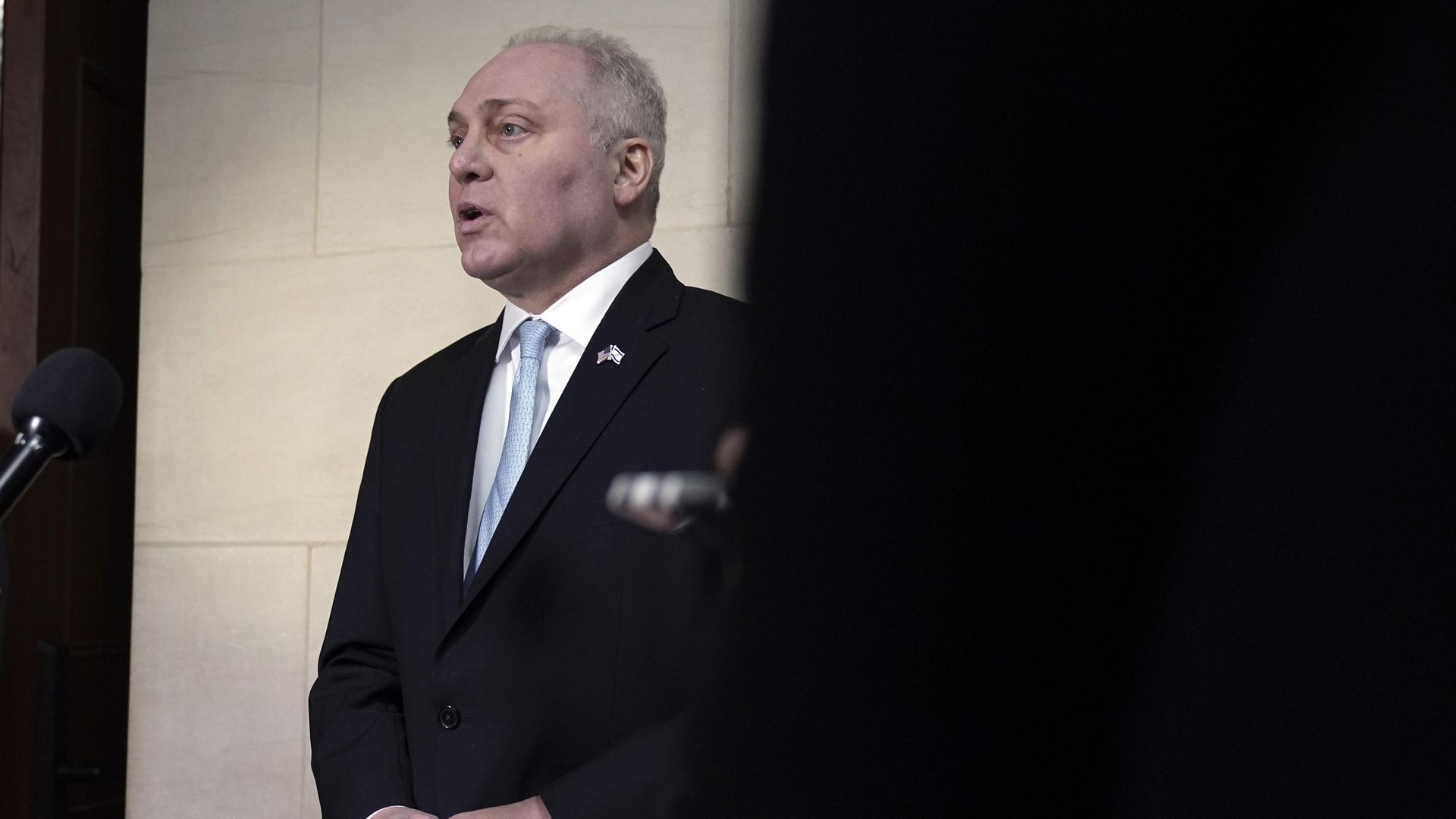 Majority Leader Steve Scalise, R-La., speaks to reporters after a closed-door meeting of House Republicans during which he was nominated as their candidate for Speaker of the House, on Capitol Hill, Wednesday, Oct. 11, 2023 in Washington. Majority Leader Steve Scalise, R-La., speaks to reporters after a closed-door meeting of House Republicans during which he was nominated as their candidate for Speaker of the House, on Capitol Hill, Wednesday, Oct. 11, 2023 in Washington. - Sputnik International, 1920, 11.10.2023