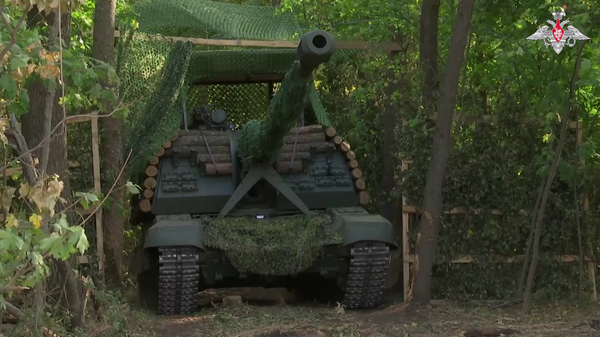 Russian Msta-S Howitzers Strike Ukrainian Positions in Kupyansk Direction - Sputnik International