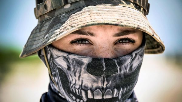 Chernika (Blueberry), a volunteer of Espanola special force unit, a detachment of Russian football hooligans, stands at a training field during a session in undisclosed location outside Mariupol on June 22, 2023 - Sputnik International