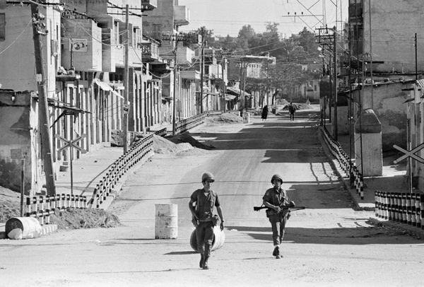 Two Israeli soldiers patrol a mostly deserted street in the city of Gaza, March 6, 1971, in the Israeli-occupied Gaza strip, taken from Egypt in the Six Day War. Israeli soldiers have dubbed the street "Grenade Alley" due to the number of incidents there.After the Six-Day War (1967), Israel gained control over the Gaza Strip, which became part of the territories administered by Israel. This occupation led to various challenges and tensions between the Israeli military and the Palestinian population in Gaza.During the period of Israeli occupation, Gaza witnessed a significant level of unrest, with tensions between the Palestinian population and Israeli military forces. This led to various forms of protests, clashes, and acts of violence. Two Israeli soldiers patrol a mostly deserted street in the city of Gaza, March 6, 1971, in the Israeli-occupied Gaza strip, taken from Egypt in the Six Day War. Israeli soldiers have dubbed the street "Grenade Alley" due to the number of incidents there.After the Six-Day War (1967), Israel gained control over the Gaza Strip, which became part of the territories administered by Israel. This occupation led to various challenges and tensions between the Israeli military and the Palestinian population in Gaza.During the period of Israeli occupation, Gaza witnessed a significant level of unrest, with tensions between the Palestinian population and Israeli military forces. This led to various forms of protests, clashes, and acts of violence. - Sputnik International