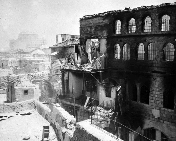 Ruins of a Jewish building in the old city of Jerusalem, Palestine, May 30, 1948, following the Arab Legion bombardment. Jewish troops surrendered themselves and the city to Transjordan Arab Legion troops on May 28.The battle for Jerusalem was a significant part of the wider conflict, the Arab-Israeli War of 1948. Jerusalem, with its historical and religious significance to Jews, Muslims, and Christians, became a focal point of the war. The city was divided, with Jewish and Arab neighborhoods, and both sides sought control of it.The Arab Legion, the army of the Hashemite Kingdom of Jordan, played a crucial role in the Arab forces' efforts to capture Jerusalem.The Arab Legion, originally known as the "Arab Legion in Transjordan," was the military force of the Emirate of Transjordan, later known as the Hashemite Kingdom of Jordan. It was initially formed in the 1920s under the leadership of British officers.The Arab Legion was commanded by British officers, including General Sir John Bagot Glubb, commonly known as "Glubb Pasha," who played a prominent role in its leadership.The Arab Legion was one of the more organized and effective Arab military forces during the 1948 war. It received training and support from the British and played a significant role in the capture of parts of Jerusalem and the West Bank.After the 1948 war, Jordan annexed the West Bank, including East Jerusalem, and the Arab Legion became the Jordanian Army. This annexation lasted until 1967 when Israel captured East Jerusalem and the West Bank during the Six-Day War. Ruins of a Jewish building in the old city of Jerusalem, Palestine, May 30, 1948, following the Arab Legion bombardment. Jewish troops surrendered themselves and the city to Transjordan Arab Legion troops on May 28.The battle for Jerusalem was a significant part of the wider conflict, the Arab-Israeli War of 1948. Jerusalem, with its historical and religious significance to Jews, Muslims, and Christians, became a focal point of the war. The city was divided, with Jewish and Arab neighborhoods, and both sides sought control of it.The Arab Legion, the army of the Hashemite Kingdom of Jordan, played a crucial role in the Arab forces' efforts to capture Jerusalem.The Arab Legion, originally known as the "Arab Legion in Transjordan," was the military force of the Emirate of Transjordan, later known as the Hashemite Kingdom of Jordan. It was initially formed in the 1920s under the leadership of British officers.The Arab Legion was commanded by British officers, including General Sir John Bagot Glubb, commonly known as "Glubb Pasha," who played a prominent role in its leadership.The Arab Legion was one of the more organized and effective Arab military forces during the 1948 war. It received training and support from the British and played a significant role in the capture of parts of Jerusalem and the West Bank.After the 1948 war, Jordan annexed the West Bank, including East Jerusalem, and the Arab Legion became the Jordanian Army. This annexation lasted until 1967 when Israel captured East Jerusalem and the West Bank during the Six-Day War. - Sputnik International