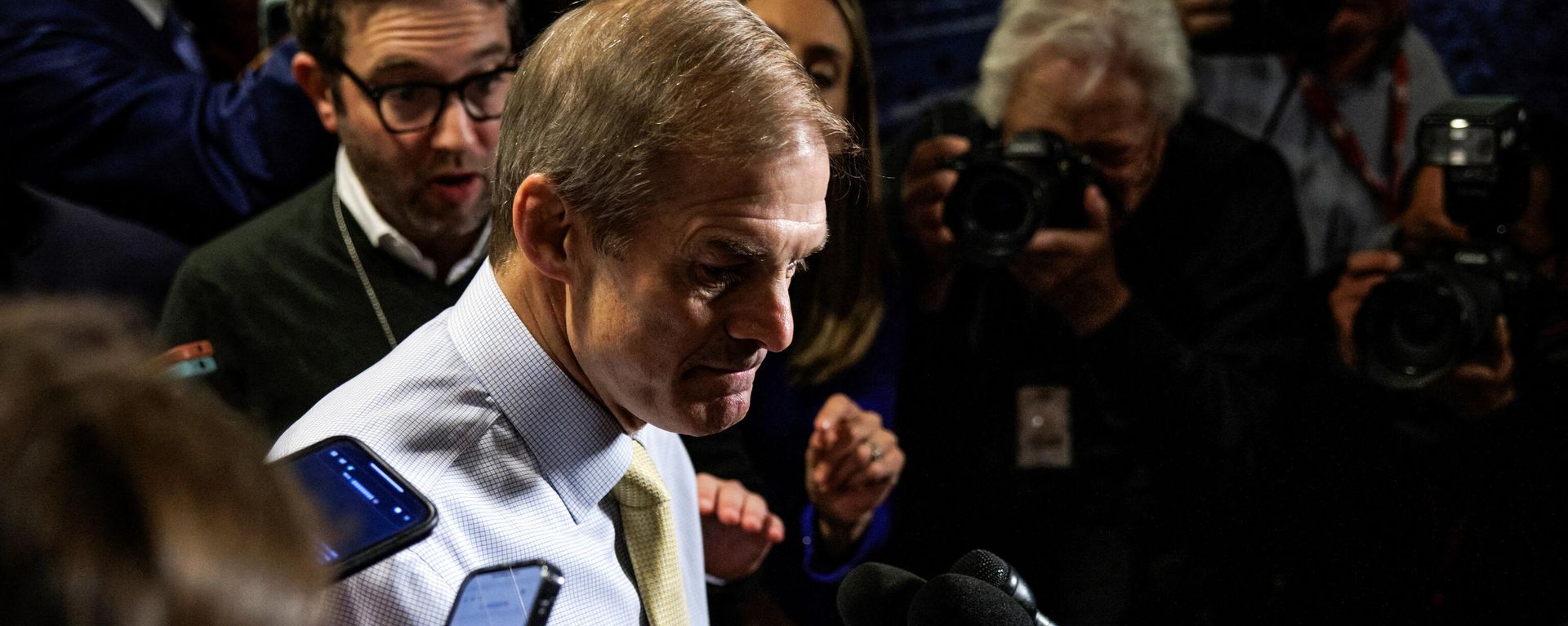 US Representative Jim Jordan, Republican of Ohio, speaks to the press at the US Capitol in Washington, DC, on October 19, 2023 US Representative Jim Jordan, Republican of Ohio, speaks to the press at the US Capitol in Washington, DC, on October 19, 2023 - Sputnik International, 1920, 20.10.2023