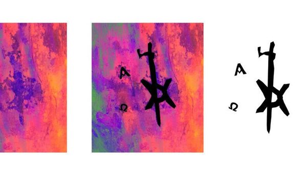 The digital illustration of the tattoos of the Chi-Rho and Greek letters alpha and omega found on the body at Ghazali. - Sputnik International