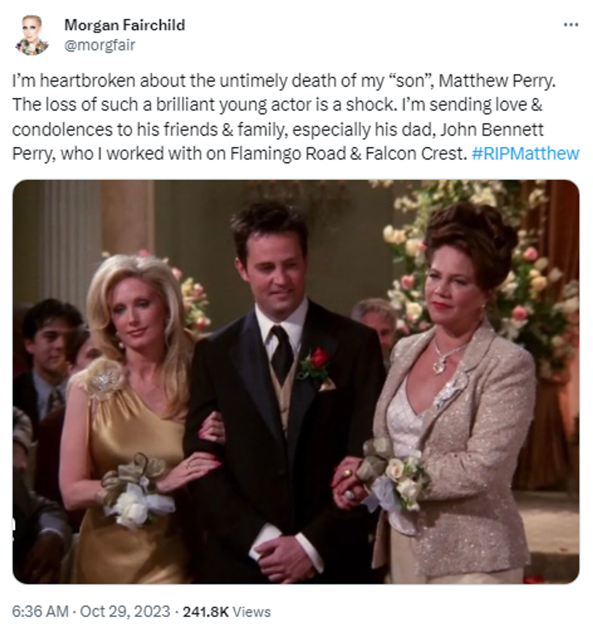 Screenshot of X post by actress Morgan Fairchild. Screenshot of X post by actress Morgan Fairchild. - Sputnik International, 1920, 29.10.2023