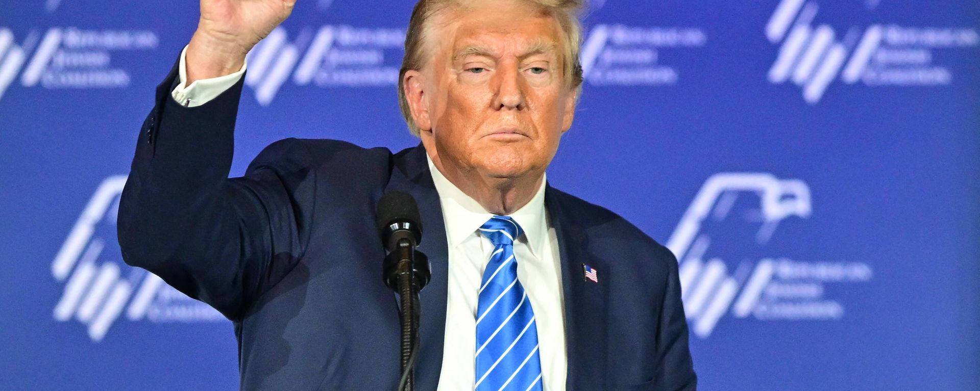 Former US president and Republican presidential candidate Donald Trump addresses the Republican Jewish Coalition (RJC) Annual Leadership Summmit on October 28, 2023 at the Venetian Conference Center in Las Vegas, Nevada. Former US president and Republican presidential candidate Donald Trump addresses the Republican Jewish Coalition (RJC) Annual Leadership Summmit on October 28, 2023 at the Venetian Conference Center in Las Vegas, Nevada. - Sputnik International, 1920, 01.11.2023