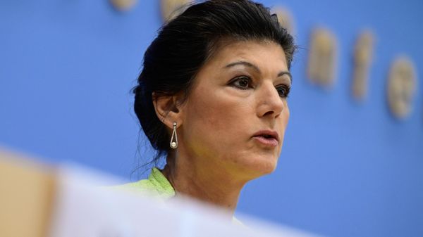 Sahra Wagenknecht, politician of Germany's left-wing Die Linke party, addresses a press conference about her planned foundation of a new party, on October 23, 2023 in Berlin. Sahra Wagenknecht, politician of Germany's left-wing Die Linke party, addresses a press conference about her planned foundation of a new party, on October 23, 2023 in Berlin. - Sputnik International