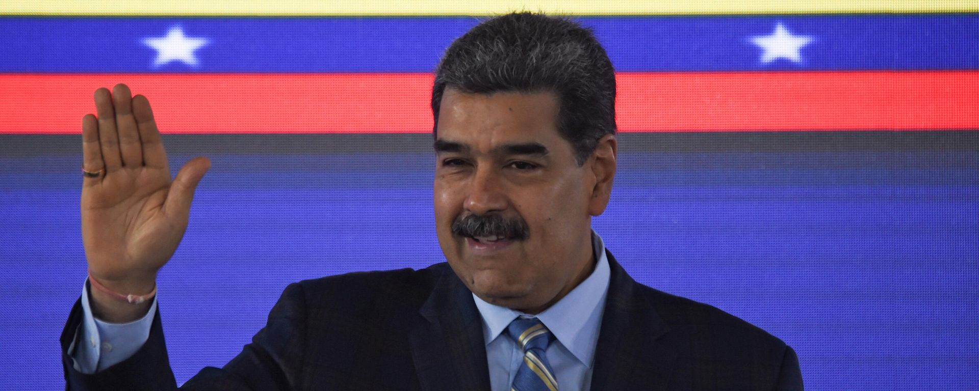 Venezuelan President Nicolas Maduro waves upon arriving for a meeting of the National Council of Productive Economy in the emblematic Cerro El Avila natural park, at the Humboldt hotel in Caracas, on September 21, 2023 Venezuelan President Nicolas Maduro waves upon arriving for a meeting of the National Council of Productive Economy in the emblematic Cerro El Avila natural park, at the Humboldt hotel in Caracas, on September 21, 2023 - Sputnik International, 1920, 10.11.2023