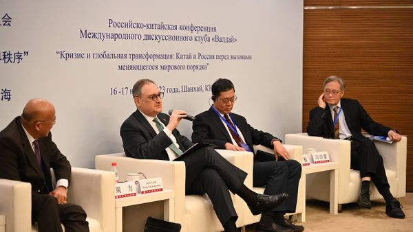 Russian Ambassador to China Igor Morgulov delivers a speech at the Russian-Chinese conference in Shanghai. November 16, 2023. - Sputnik International