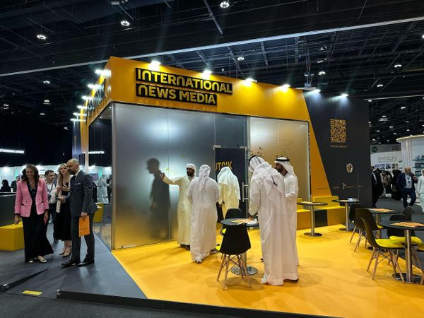 Sputnik's exhibition stand at the Global Media Congress 2023 in Abu Dhabi, UAE. - Sputnik International