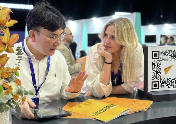 Sputnik's exhibition stand at the Global Media Congress 2023 in Abu Dhabi, UAE. - Sputnik International