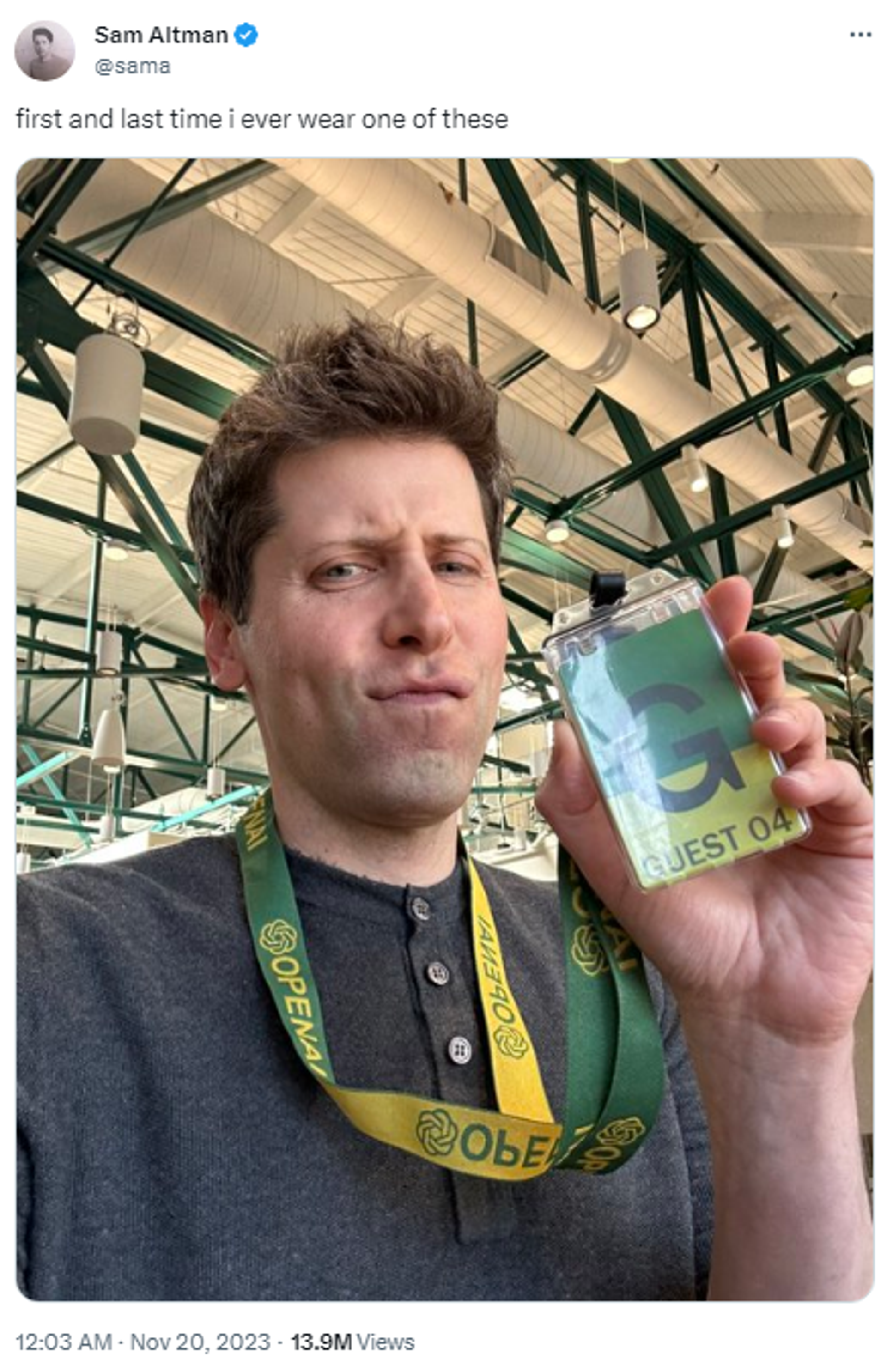Screenshot of X post by  former OpenAI CEO Sam Altman. - Sputnik International, 1920, 20.11.2023