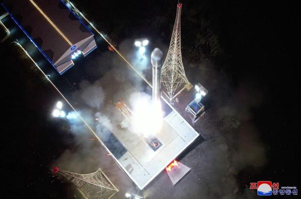 The Chollima-1 rocket situated on the launch pad at the Sohae Cosmodrome. - Sputnik International