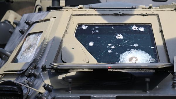 An armored vehicle is on display at an exhibition of equipment captured in the zone of Russia's special military operation during the Army-2023 international military-technical forum. - Sputnik International