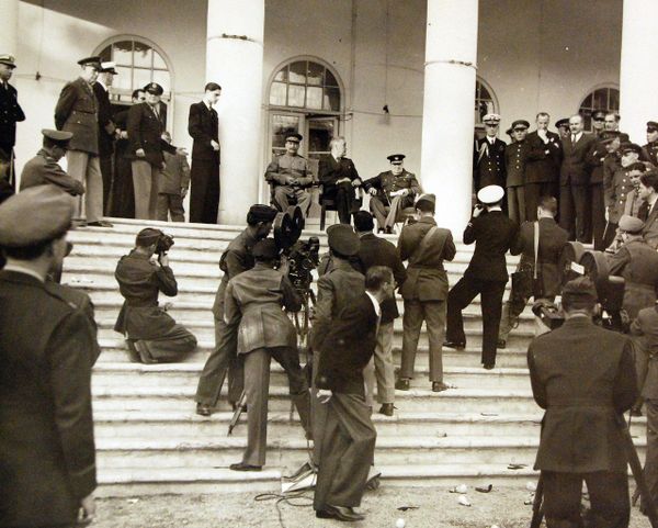 The Tehran Conference (November 28, 1943 – December 1, 1943). The meeting of the “Big Three” Allied leaders, Joseph Stalin (USSR), Franklin D. Roosevelt (US), and Winston Churchill (UK), held at the Soviet Embassy in Tehran, Iran. - Sputnik International