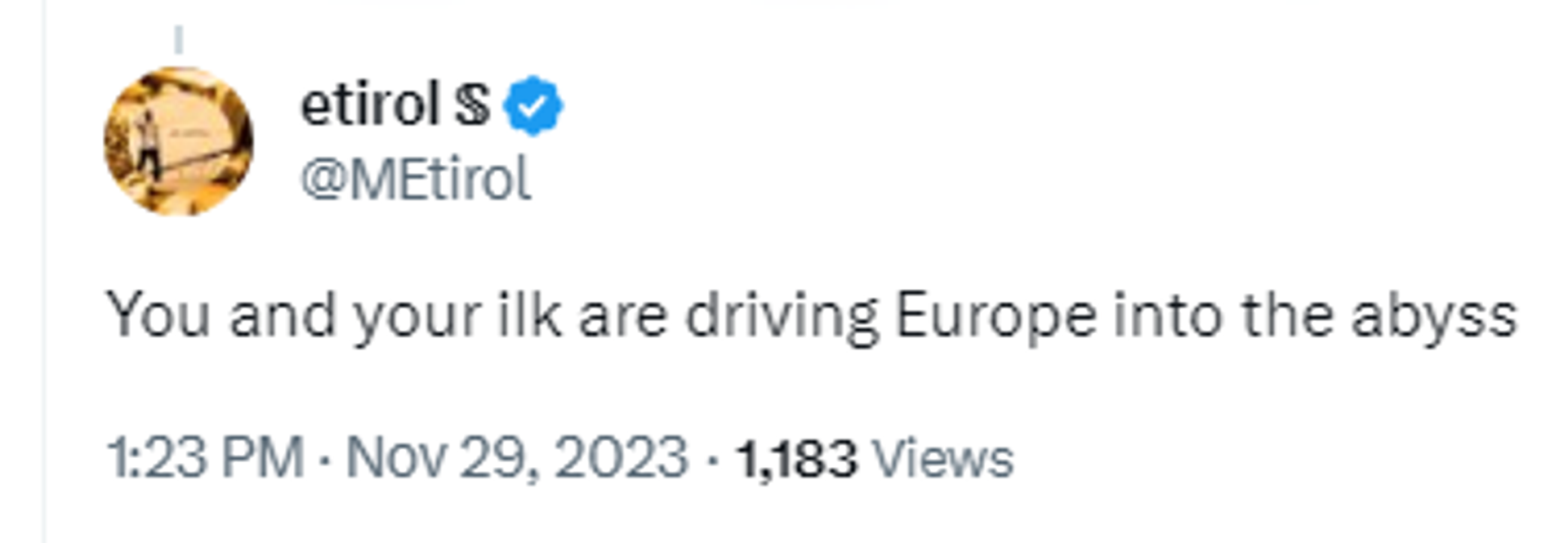 Screenshot of X post. - Sputnik International, 1920, 30.11.2023