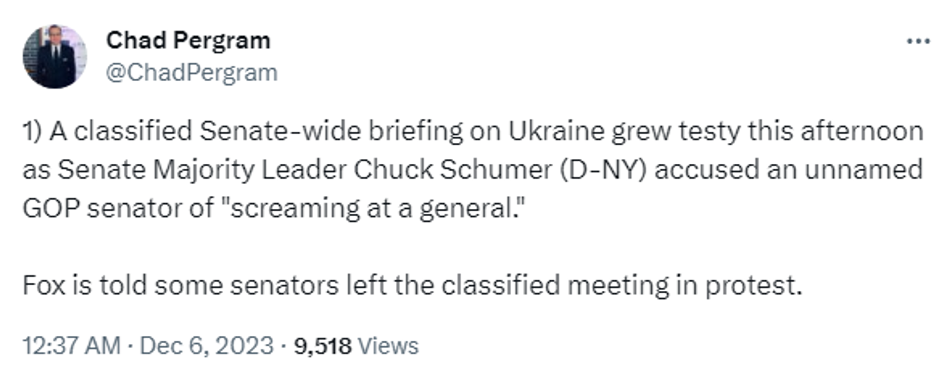 Screenshot of X post by Chad Pergram, Senior Congressional Correspondent for Fox News. - Sputnik International, 1920, 06.12.2023