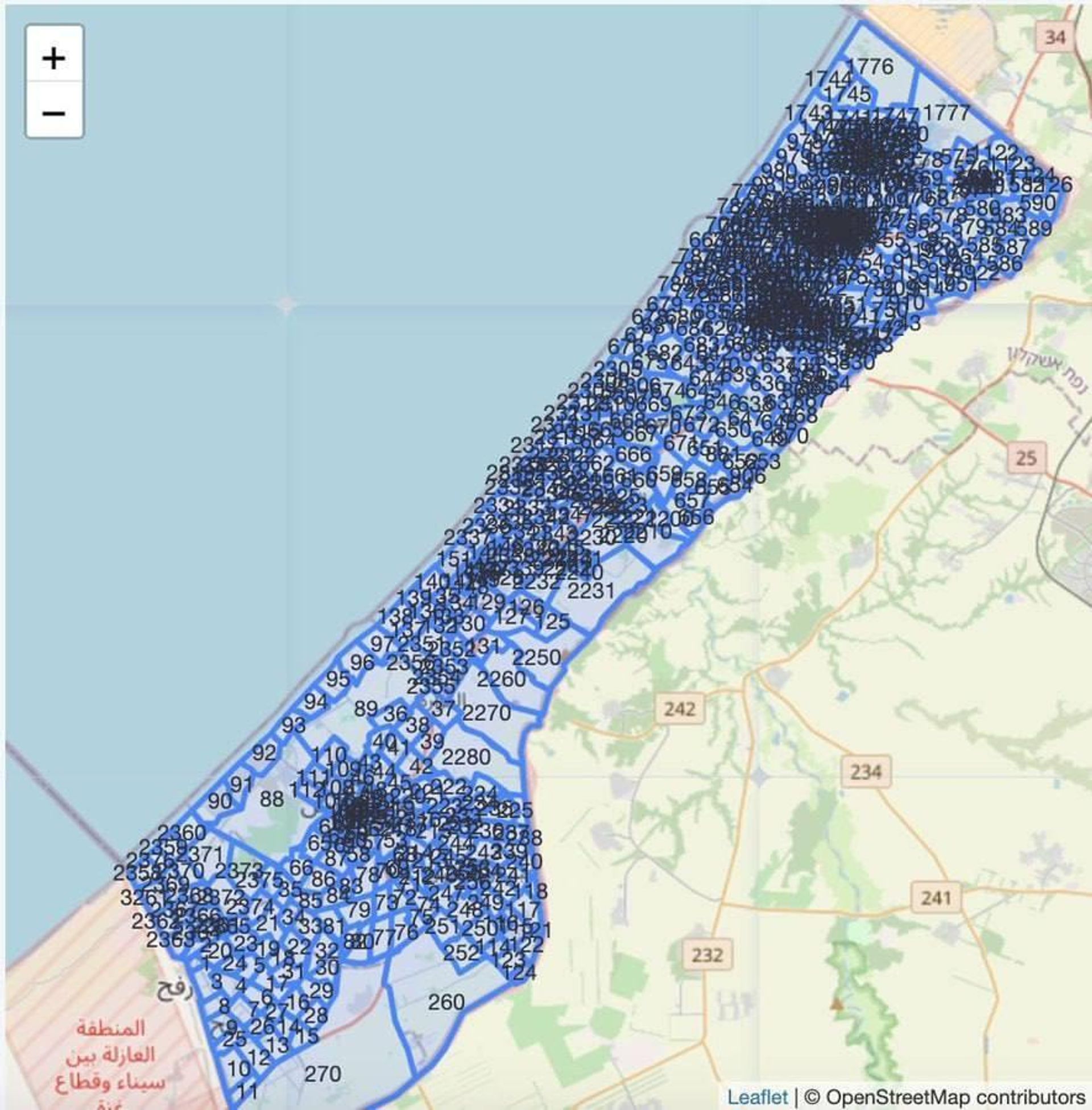 Map of the Gaza Strip Devided Into Zones - Sputnik International, 1920, 06.12.2023