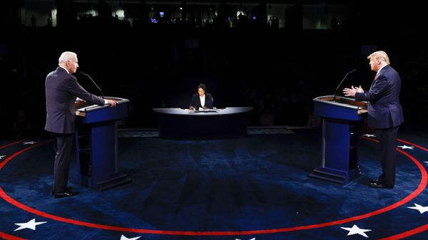 President Donald Trump and Democratic presidential candidate former Vice President Joe Biden participate in the final presidential debate at Belmont University, Thursday, Oct. 22, 2020, in Nashville, Tenn. - Sputnik International