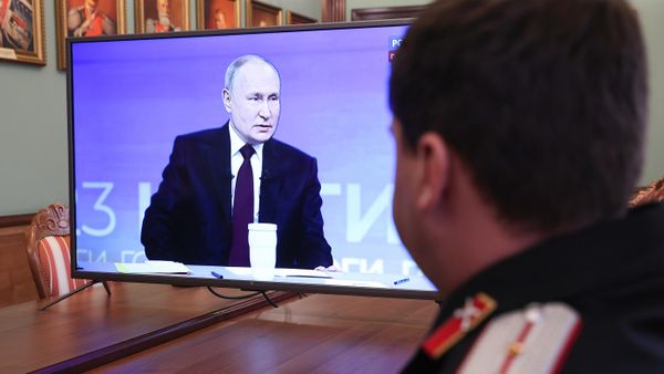Russian President Vladimir Putin's direct line and annual press conference on 14 December, 2023. - Sputnik International