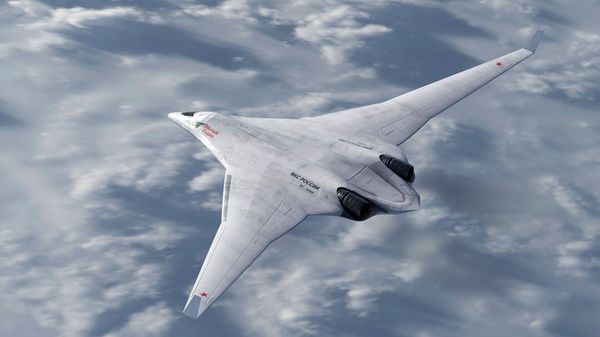 Artist's vision of the PAK-DA next-generation strategic bomber by Tupolev. The actual aircraft's dimensions and characteristics have yet to be revealed. - Sputnik International
