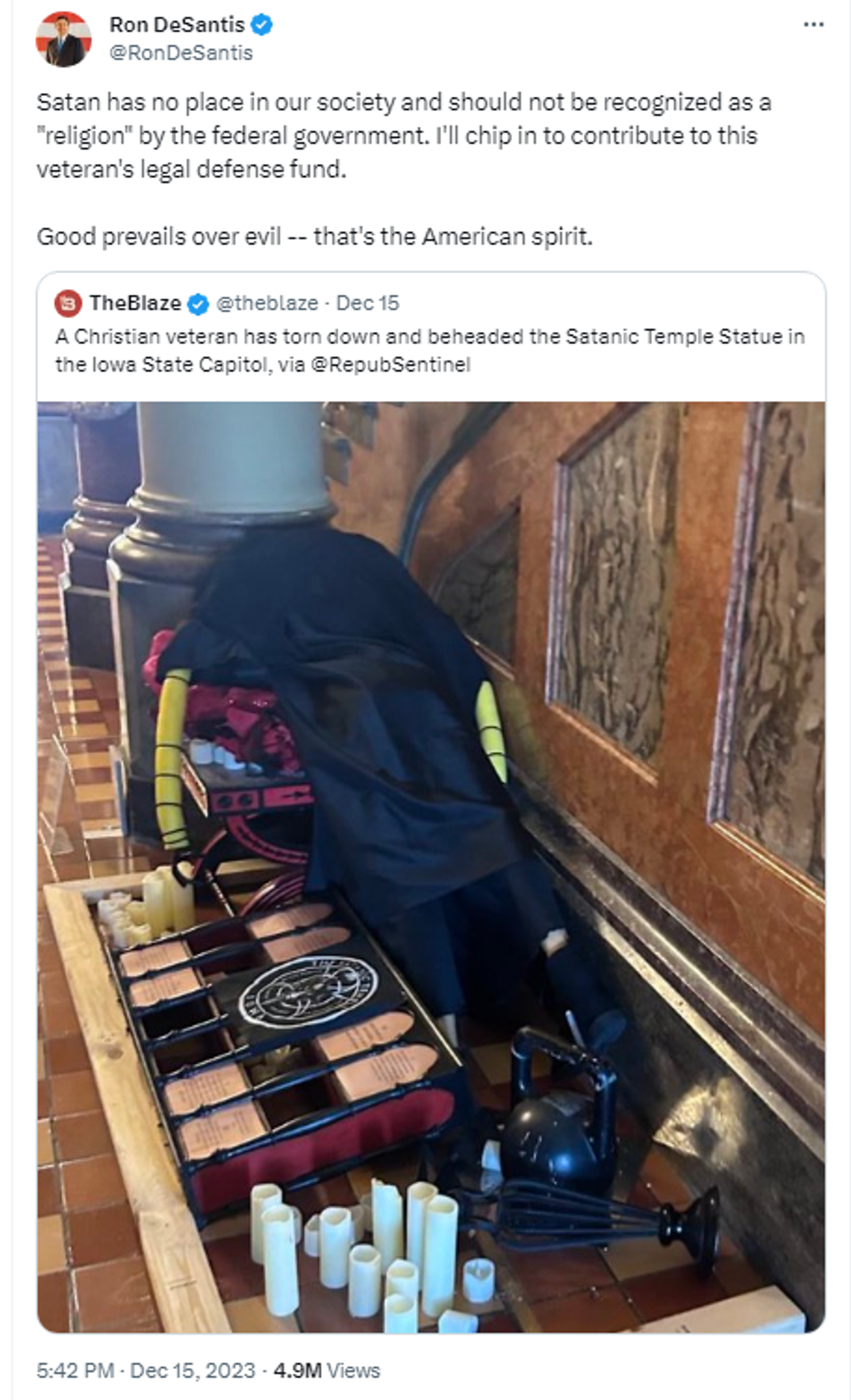 Screenshot of X post by Ron DeSantis, governor of Florida. - Sputnik International, 1920, 17.12.2023