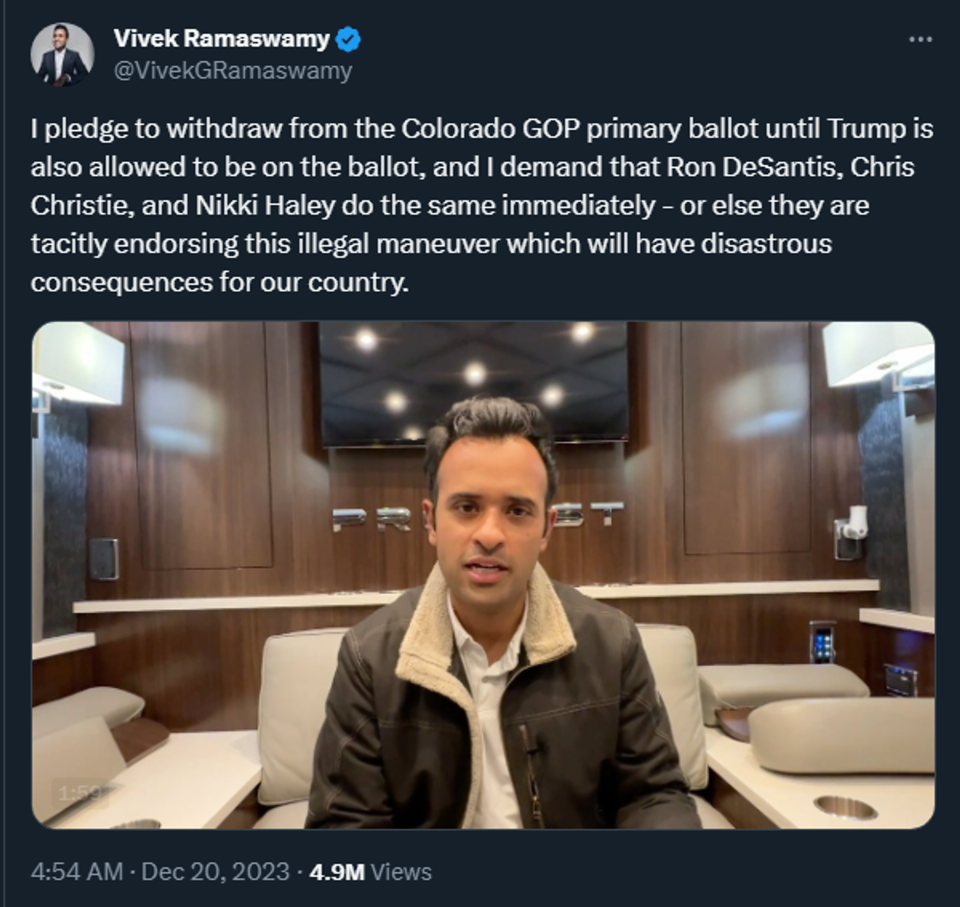 Vivek Ramaswamy (X screenshot) - Sputnik International, 1920, 20.12.2023