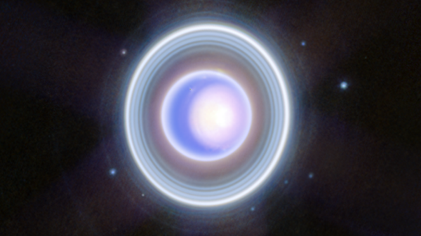 An infrared photo of the planet Uranus and nine of its moons captured by NASA's James Webb Space Telescope (JWST) - Sputnik International