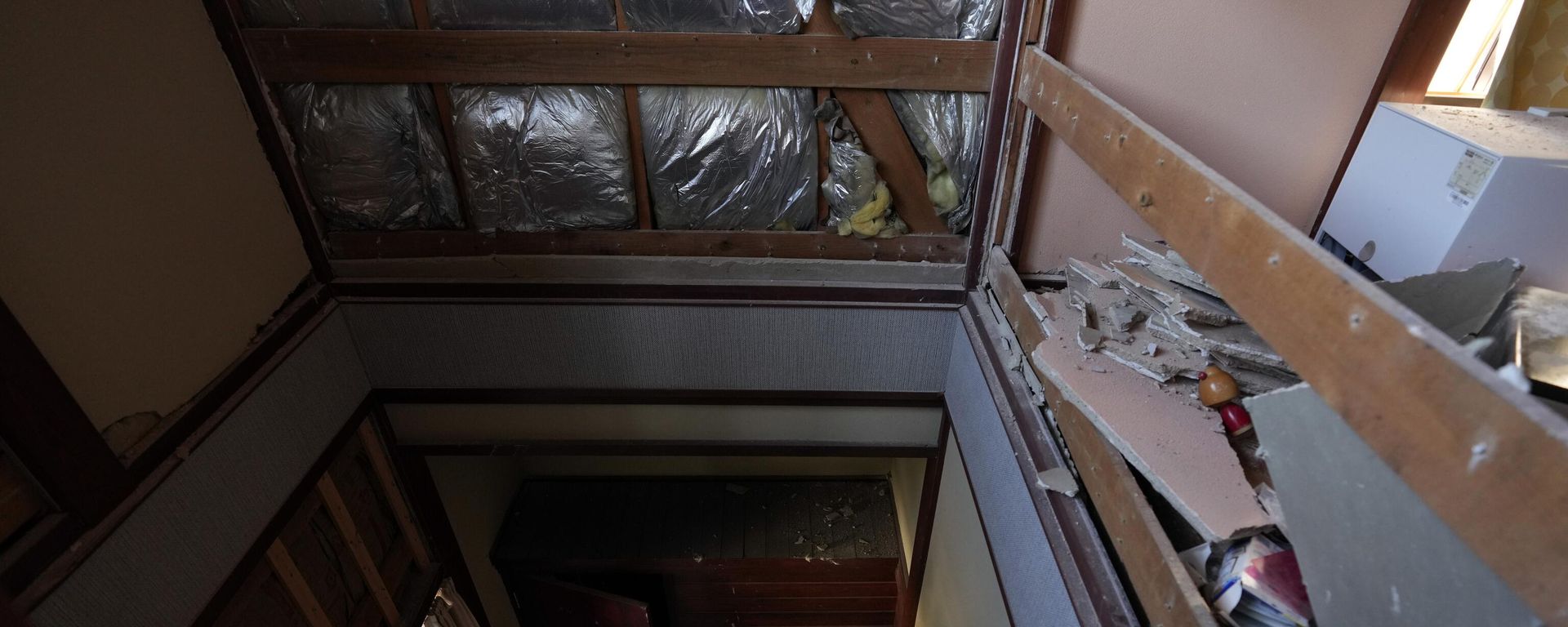 A person looks at a damaged house caused by powerful earthquake Tuesday, Jan. 2, 2024, near Anamizu town, Ishikawa Prefecture, Japan. A person looks at a damaged house caused by powerful earthquake Tuesday, Jan. 2, 2024, near Anamizu town, Ishikawa Prefecture, Japan. - Sputnik International, 1920, 07.01.2024