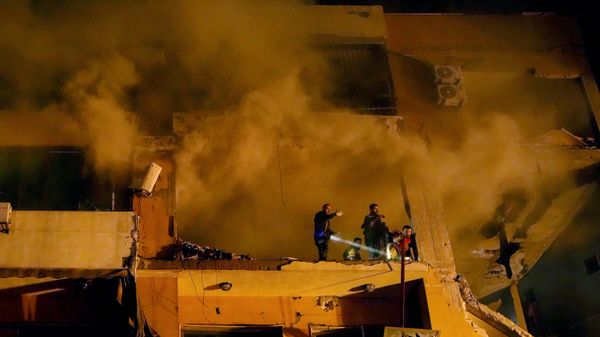 Smoke rises from a destroyed apartment as civil defense workers search for survivors following a massive explosion in the southern Beirut suburb of Dahiyeh, Lebanon, Tuesday, Jan. 2, 2024. An explosion killed Saleh Arouri, a top official with the Palestinian militant group Hamas and three others, officials with Hamas and the Lebanese group Hezbollah said. - Sputnik International