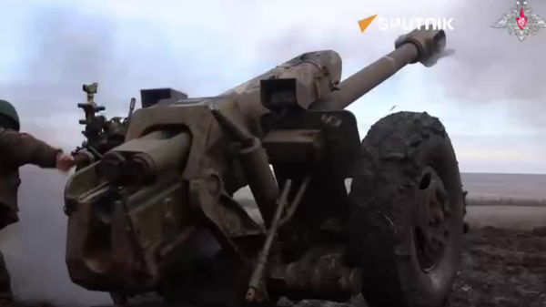 Russian D-30 Howitzer Crews at Work in Ukrainian Conflict - Sputnik International