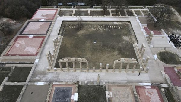 The Palace of Aigai, built more than 2,300 years ago during the reign of Alexander the Great's father, is seen from above after it fully reopened in ancient Aigai, some 65 kilometers (40 miles) southwest of the port city of Thessaloniki, northern Greece, on Friday, Jan. 5, 2024. It was the largest building of classical Greece: The palace where Alexander the Great was proclaimed king before he launched a conquest that took him as far as modern-day Afghanistan.  - Sputnik International