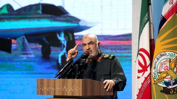 Iranian Revolutionary Guards commander Major General Hossein Salami at Tehran's Islamic Revolution and Holy Defence museum during the unveiling of an exhibition of what Iran says are US and other drones captured in its territory, in the capital Tehran on September 21, 2019 - Sputnik International