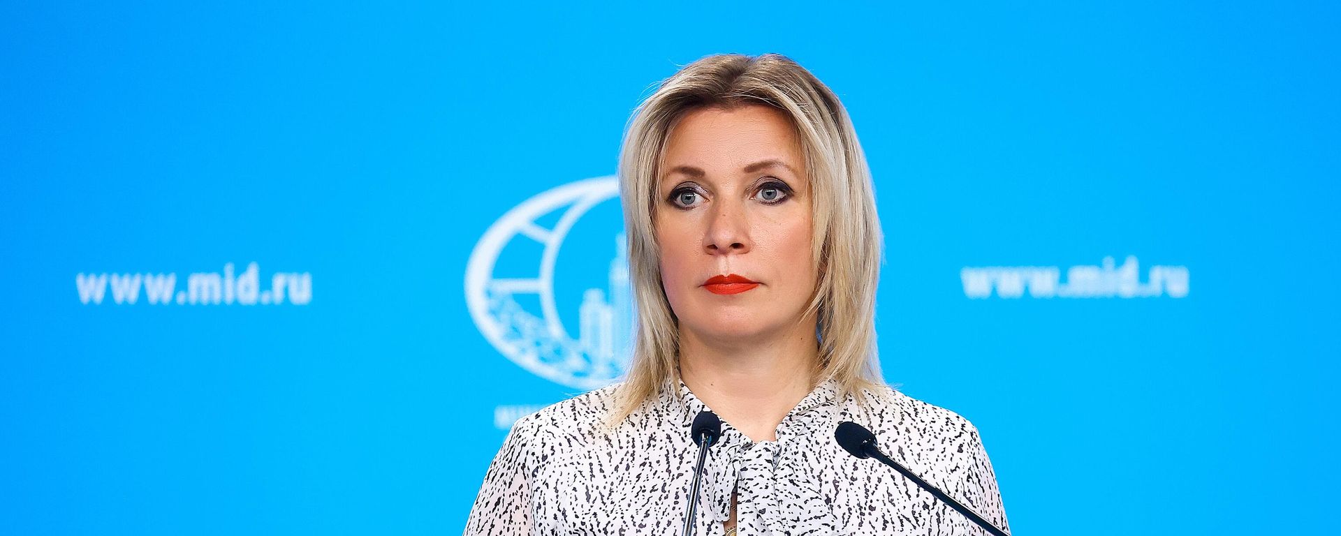 In this handout photo released by the Russian Foreign Ministry, Russian Foreign Ministry’s spokeswoman Maria Zakharova attends her weekly briefing in Moscow, Russia - Sputnik International, 1920, 14.09.2026