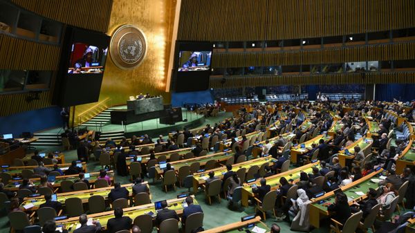 US Ambassador to the United Nations Linda Thomas-Greenfield speaks during a General Assembly meeting to vote on a non-binding resolution demanding an immediate humanitarian ceasefire in Gaza at UN headquarters in New York on December 12, 2023 - Sputnik International