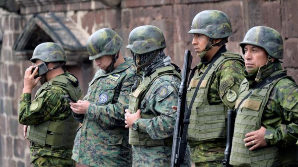Security forces stand guard outside of Carondelet Palace in Quito on January 10, 2024, as Ecuador remains in a state of emergency following the escape from prison of a dangerous narco boss. Ecuador's president Daniel Noboa gave orders on Tuesday to neutralize criminal gangs after gunmen stormed and opened fire in a TV studio, as bandits threatened random executions on a second day of terror in the country. Gangs declared war on the government after Noboa announced a state of emergency following the prison escape on January 7 of one of Ecuador's most powerful narco bosses. - Sputnik International