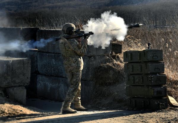 A grenade launcher at the firing line during Pacific Fleet exercises at a firing range in Primorsky Krai. - Sputnik International