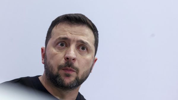 Ukraine's President Volodymyr Zelensky reacts during a joint press conference with Belgium's Prime Minister Alexander De Croo (not pictured) in Brussels on October 11, 2023 - Sputnik International