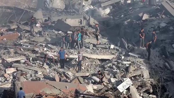 In this video grab, residential buildings destroyed by a rocket attack from Israel, as the conflict between Israel and Palestinian Islamist group Hamas continues, in Gaza, Palestine - Sputnik International