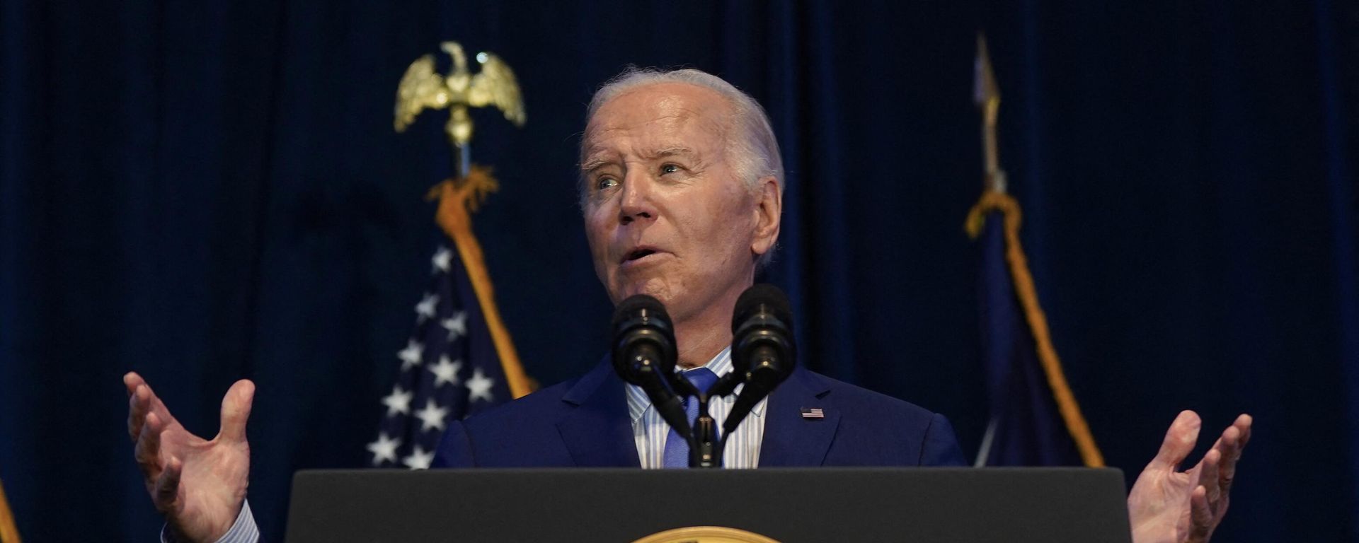 US President Joe Biden speaks during the South Carolina’s First in the Nation Dinner at the South Carolina State Fairgrounds in Columbia, South Carolina, on January 27, 2024.  - Sputnik International, 1920, 13.02.2024