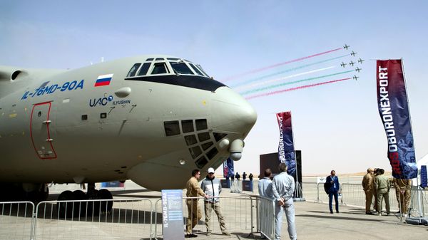 Upgraded Russian Il-76MD-90A heavy airlifter on display at the World Defense Show expo in Riyadh. - Sputnik International
